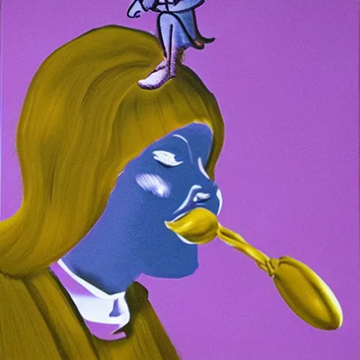 Prompt: Veruca Salt as a bad egg, by Francis Bacon