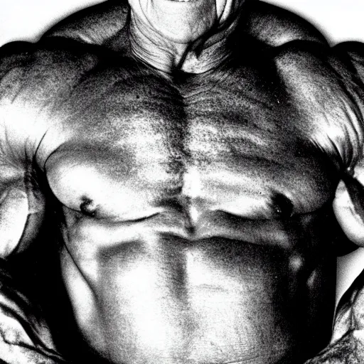 Image similar to photo of richard nixon as a bodybuilder, professional portrait photograph, trending on artstation, 3 5 mm, 8 k hdr,