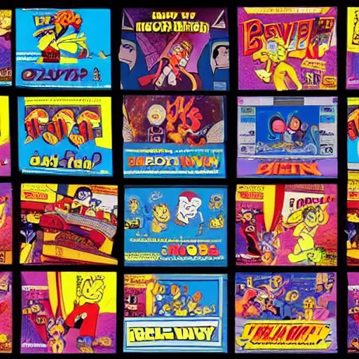 Image similar to 90s cartoon blockbuster movie rental, wavy