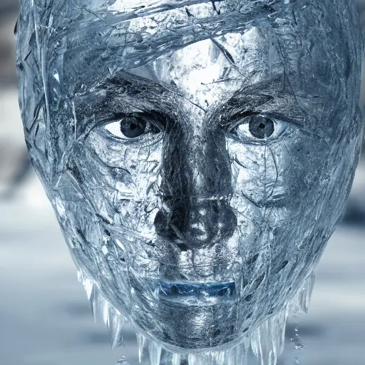 Image similar to see through clear sheet of ice sheet of ice in front of face face face behind ice face behind ice