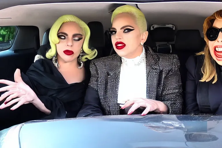 Image similar to lady gaga and judy garland carpool karaoke