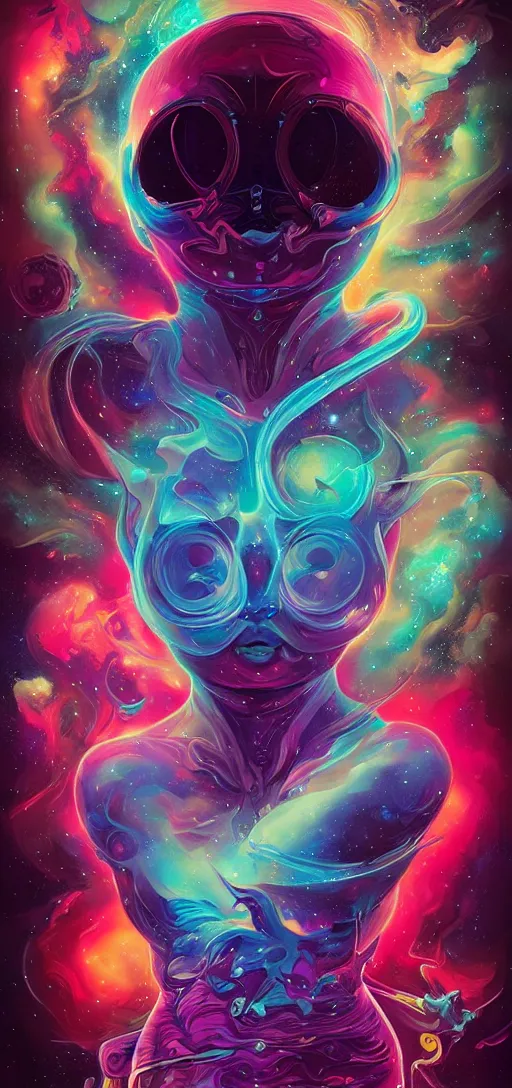 Image similar to Deep space scene nebula. Tristan Eaton, victo ngai, peter mohrbacher, artgerm. psychedelic. neon colors