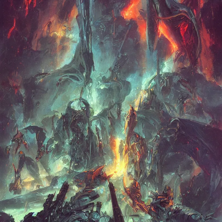 Image similar to extremely detailed intricate evocative column of treacherous light shooting into starwind suffocated by shapeless wraiths singing with somatic voices submerged in radioactive poison by Peter Andrew Jones