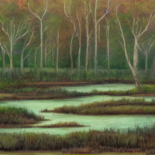 Prompt: creamy swamp landscape