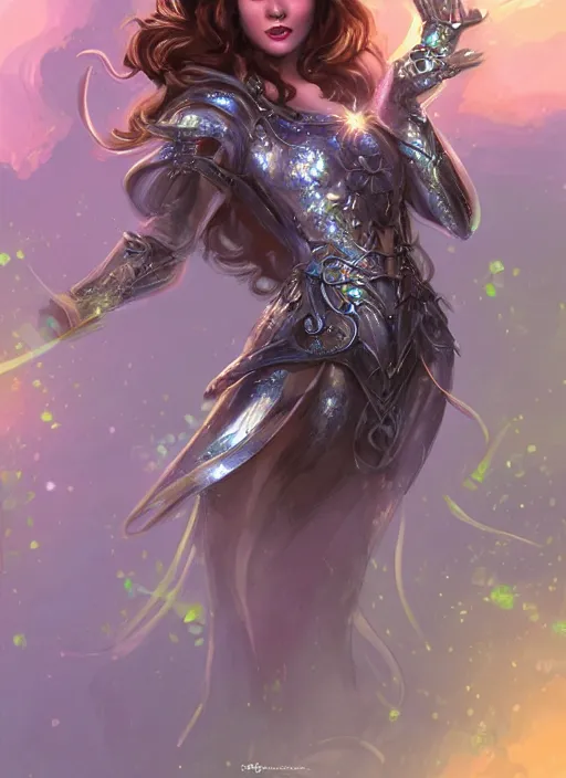 Image similar to beautiful female dorothy gale, rebecca romijn as dorothy, full body character concept, covered in full silver armor, armor plating, art nouveau, beautiful glowing emeralds, super powers, fantasy, intricate, elegant, highly detailed, digital painting, artstation, concept art, shining, sharp focus, illustration, art by stanley lau