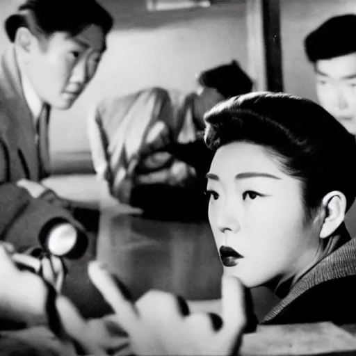 Image similar to 1950s Korean thriller film noir, Shin Sang-ok, 35mm film, Cooke Varotal 20-100 T3.1