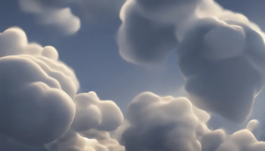 Image similar to Volumetric Puffy Cloud, Photorealistic Rendering, Octane, Redshift, Volumetric Light, Subsurface Scattering, 4k, Hyperrealistic, Hyperdetailed, Smooth Gradients, Particle Simulation