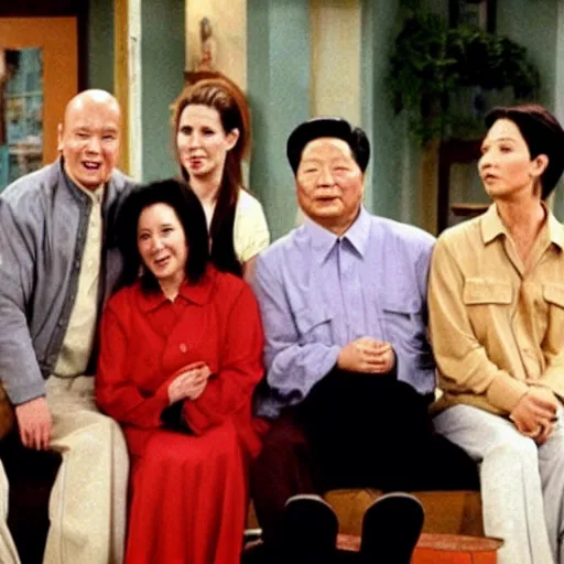 Image similar to A still of Mao Zedong in the 1990s sitcom Friends