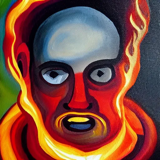 Image similar to a painting of a fire - man