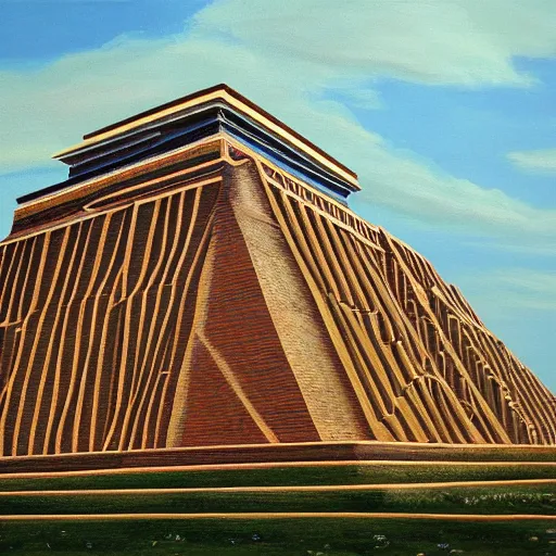 Image similar to a beautiful painting of a ziggurat, photorealist, 4 k