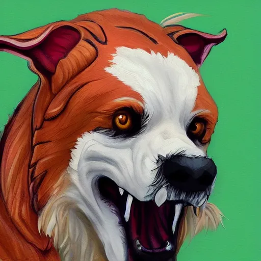 Image similar to painting of a rabid dog, trending on artstation