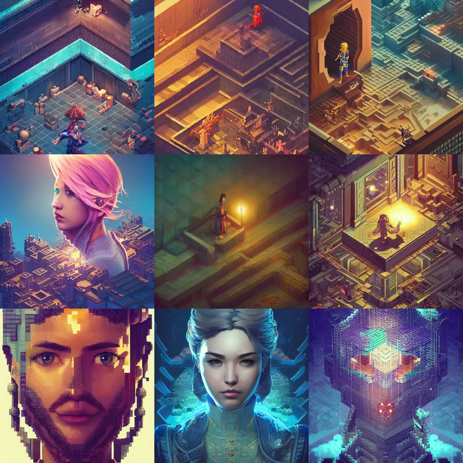 Prompt: portrait isometric drawing, printerest, final fantasy pixel art, intricate, epic lighting, cinematic composition, hyper realistic, 8 k resolution, unreal engine 5, by artgerm, tooth wu, dan mumford, beeple, wlop, rossdraws, james jean, andrei riabovitchev, marc simonetti, artstation