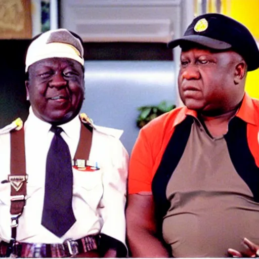 Prompt: A still of Idi Amin in the 1990s sitcom Friends