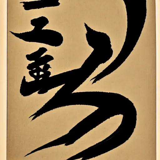 Prompt: the word dragon written in a japanese calligraphy scroll,