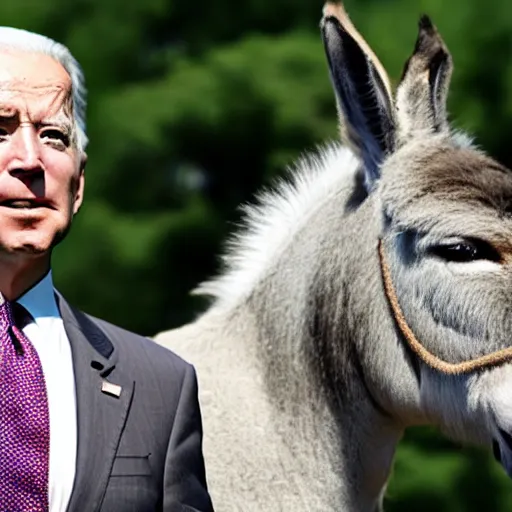 Prompt: a donkey riding biden