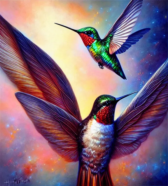 Prompt: hummingbird wings, intricate, digital art by artgerm and karol bak, sakimi chan and casey baugh