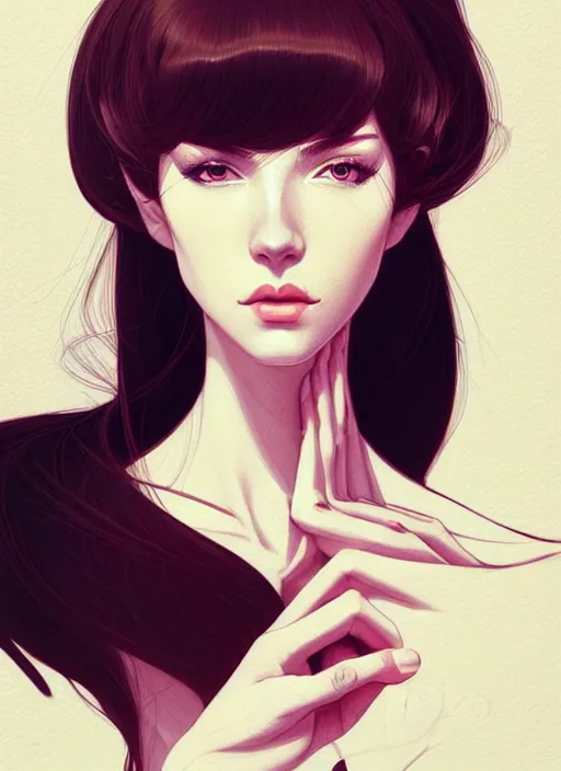 Prompt: 3 / 4 view of a portrait of woman, confident pose, intricate, elegant, sharp focus, illustration, highly detailed, concept art, matte, trending on artstation, anime, art by james jean and artgerm and brian despain, ilya kuvshinov, strong strokes,