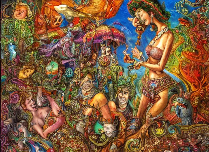 Prompt: folk art, lowbrow, matte painting, 3 - d highly detailed, in the style of josephine wall,