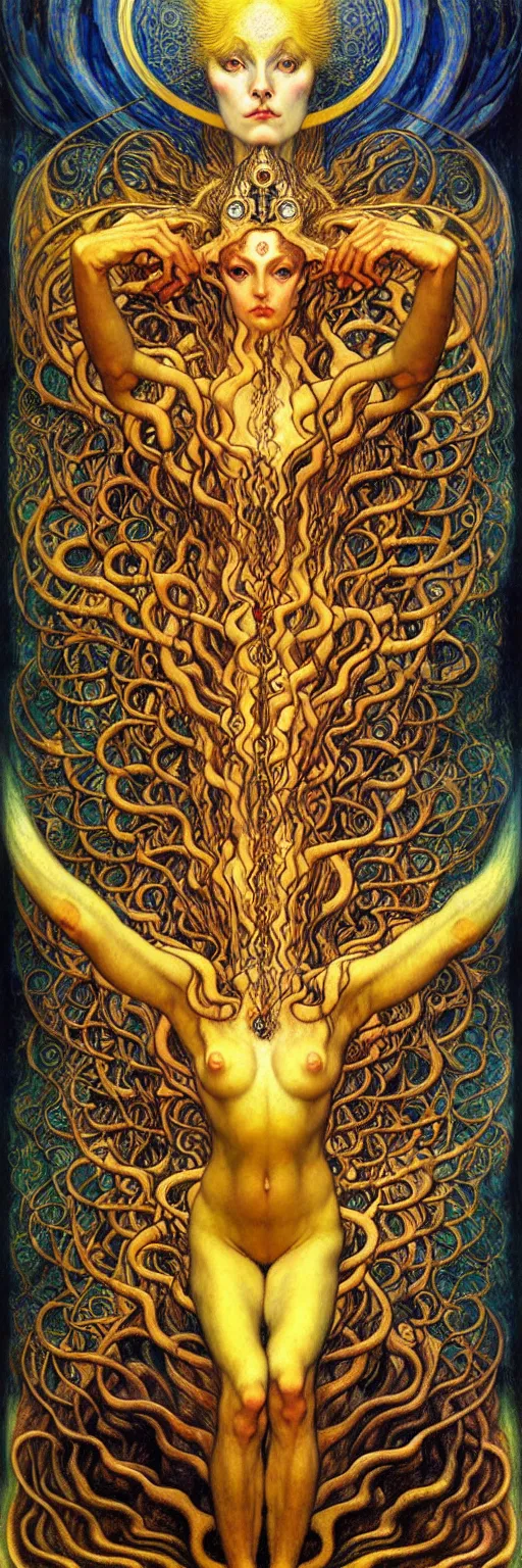 Image similar to Divine Chaos Engine by Karol Bak, Jean Delville, William Blake, Gustav Klimt, and Vincent Van Gogh, symbolist, visionary