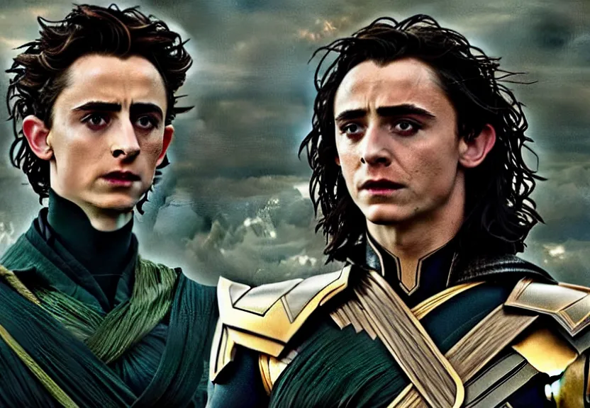 Image similar to timothée chalamet as loki in dune, cinematic