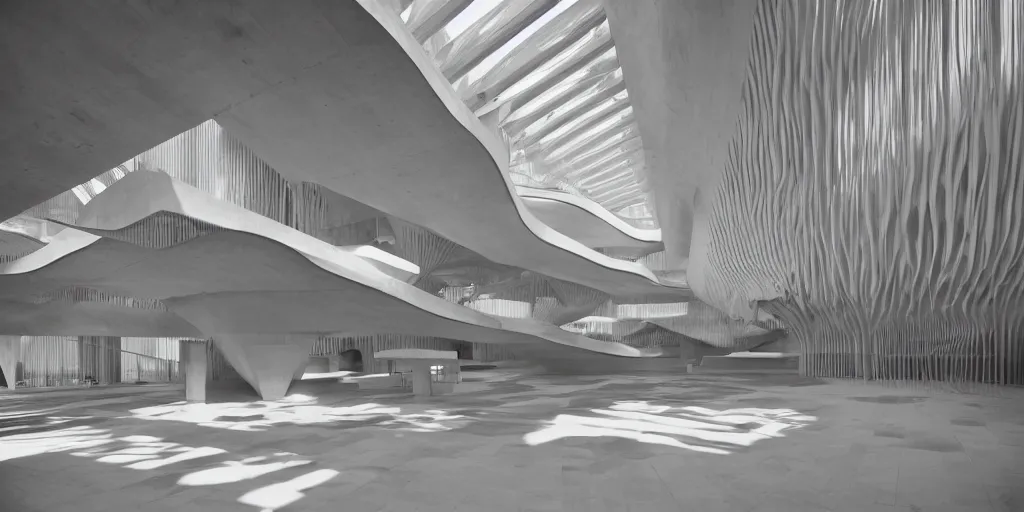 Image similar to stunning beautiful museum building 2D section by Paul Rudolph and Zaha Hadid