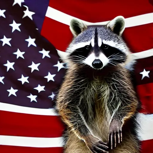 Image similar to A raccoon elected president of the USA