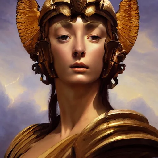 Image similar to Birth of Athena from the head of Zeus, hyperrealism, no blur, 4k resolution, ultra detailed, style of Jonathan Solter, Peter Mohrbacher, Alexander Trufanov, Finnian MacManus, Frank Frazetta, Valentin de Boulogne