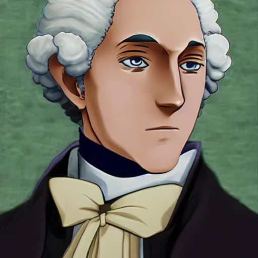 Image similar to anime! George Washington, portrait, Violet Evergarden style!