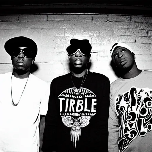 Prompt: a tribe called quest new york black and white