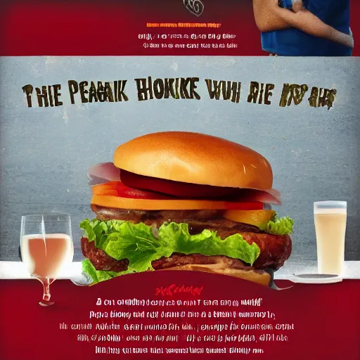 Prompt: the heartbreak burger advertisement