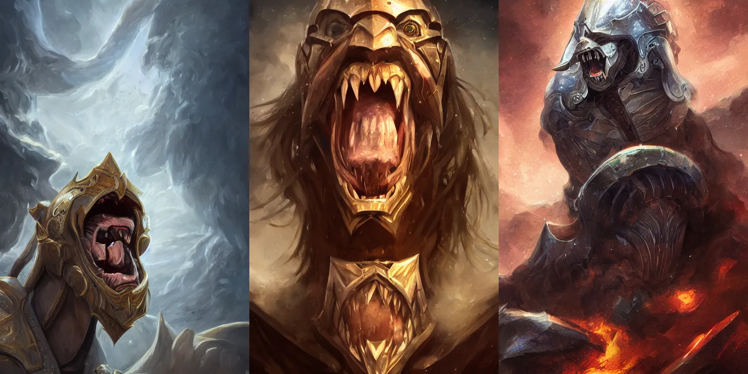 Prompt: half - length portrait of a paladin screaming. fantasy, digital painting, hd, detailed.