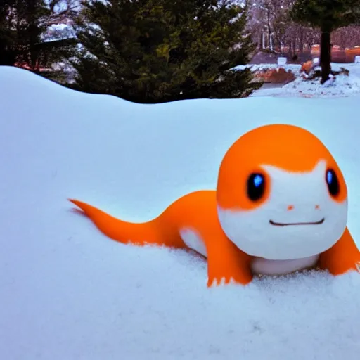 Image similar to white charmander made of snow photography