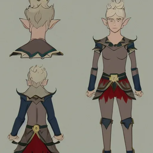 Image similar to an elf with short blonde hair, small ears and a flat jawline, character art, concept art