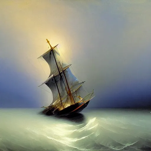 Image similar to minimalist futuristic zaha hadid ship painting by ivan aivazovsky