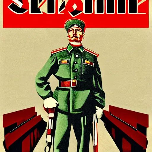 Image similar to Jerma985 saluting Stalin in style of American propaganda poster