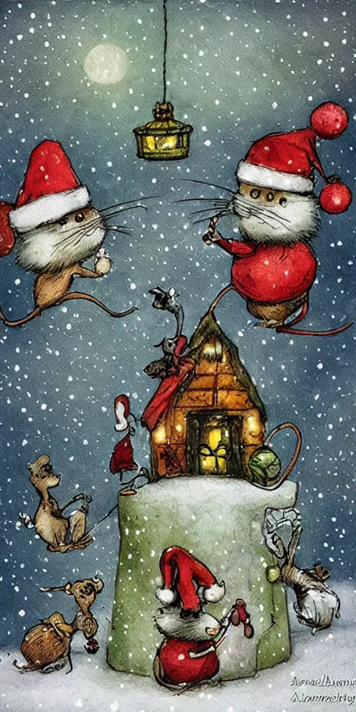 Image similar to a christmas mouse scene by alexander jansson