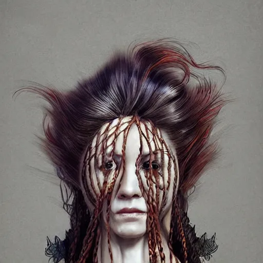 Image similar to portrait of a Shibari rope wrapped face and neck, headshot, insanely nice professional hair style, dramatic hair color, digital painting, of a old 18th century, Royal Emperor, amber jewels, baroque, ornate clothing, scifi, realistic, hyperdetailed, chiaroscuro, concept art, art by Franz Hals and Jon Foster and Ayami Kojima and Amano and Karol Bak,