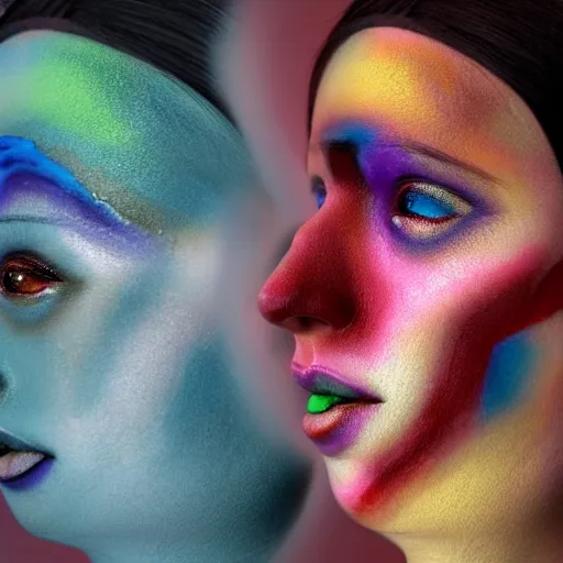 Prompt: 3d unreal engine, 4k 3d render of face painted by Kandinsky, smooth gradients