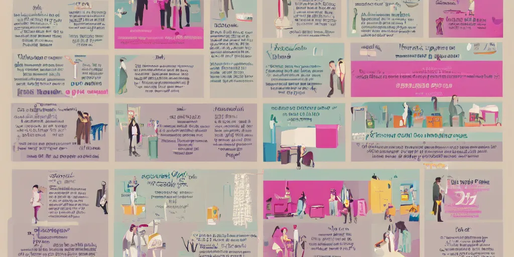 Image similar to getting ready for work pastel infographic by Wes Anderson