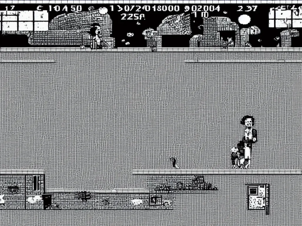 Prompt: Eraserhead as a Sega Mega Drive Genesis sidescroller game