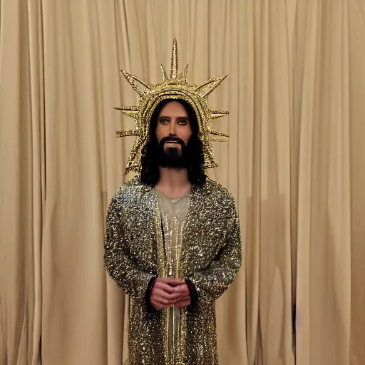 Image similar to photo of jesus at the met gala