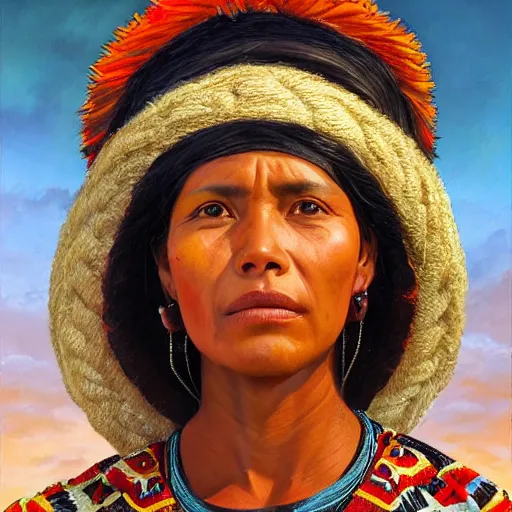 Prompt: portrait of an guatamalese woman ( 3 5 ) from guatamala in 2 0 2 1, an oil painting by ross tran and thomas kincade