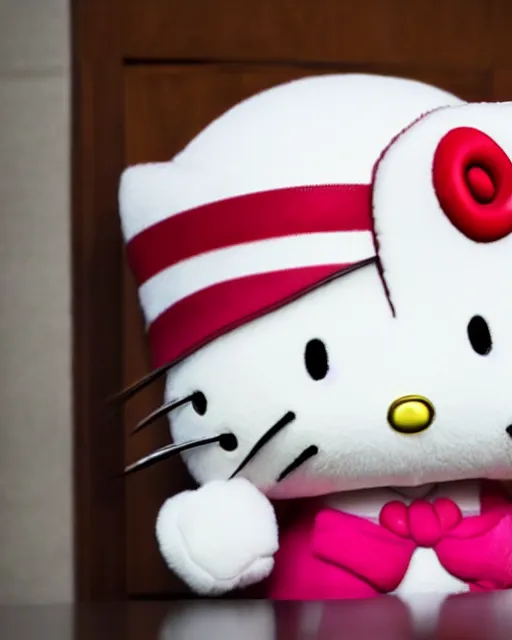 Image similar to photo of judge Hello Kitty, in a courtroom