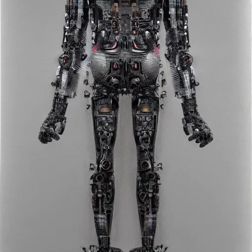 Image similar to intricate detailed robot wearing a tracksuit made of human flesh