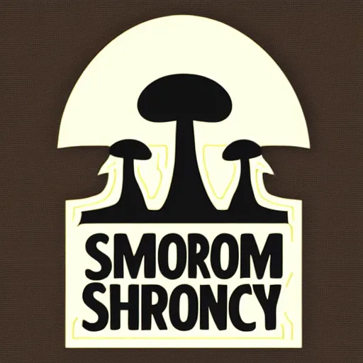 Image similar to Spencers Shroomery logo. Mushroom theme, transcendent style, by Aaron Draplin