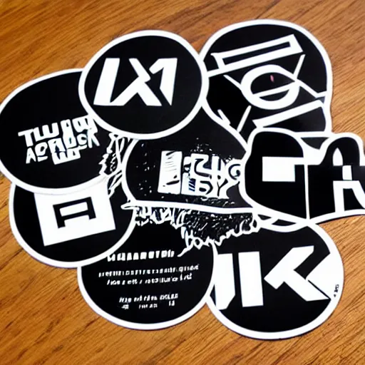 Image similar to black on white graphic design stickers in style of eric hu, y 2 k, brutalism, acid, techno