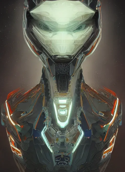 Prompt: symmetry!! portrait of robotic alien in the style of horizon zero dawn, machine face, intricate, elegant, highly detailed, digital painting, artstation, concept art, smooth, sharp focus, illustration, art by artgerm and greg rutkowski and alphonse mucha, 8 k