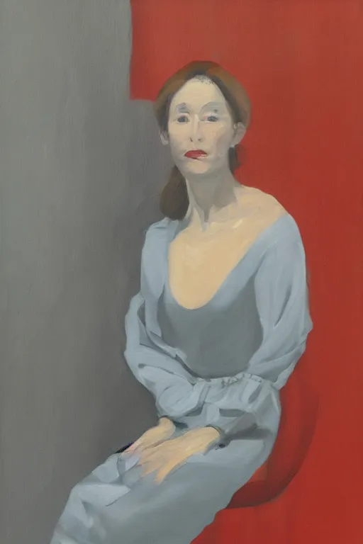 Image similar to painting of a woman by Gerhard Richter