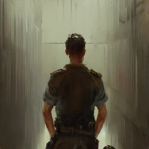 Prompt: criminal in jail, oil painting, by Greg Rutkowski