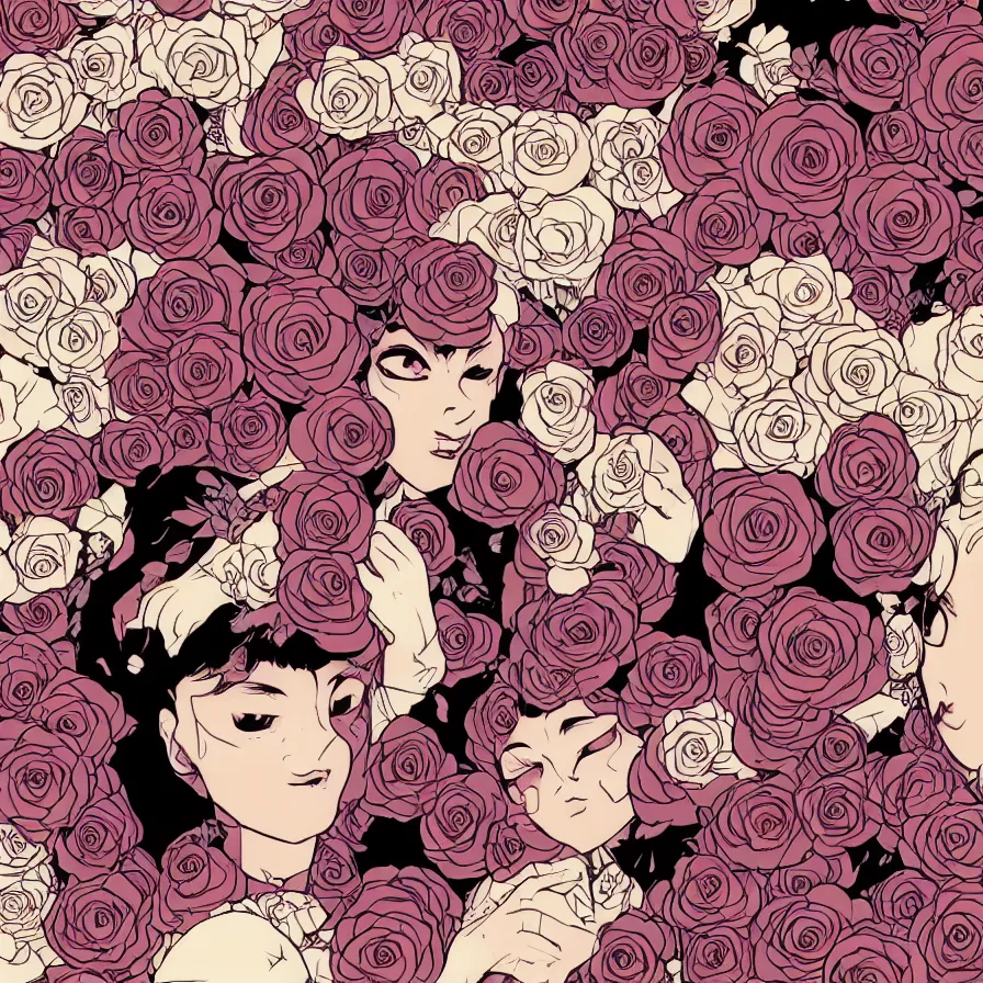 Image similar to portrait, princess, roses, satoshi kon, ethereal, glossy, laurie greasley, unconscious, illusions, intuition